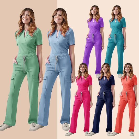 Women’s Medical Scrub Set – 2-Piece Top & Pants with Pockets for Nurses & Clinic Staff
