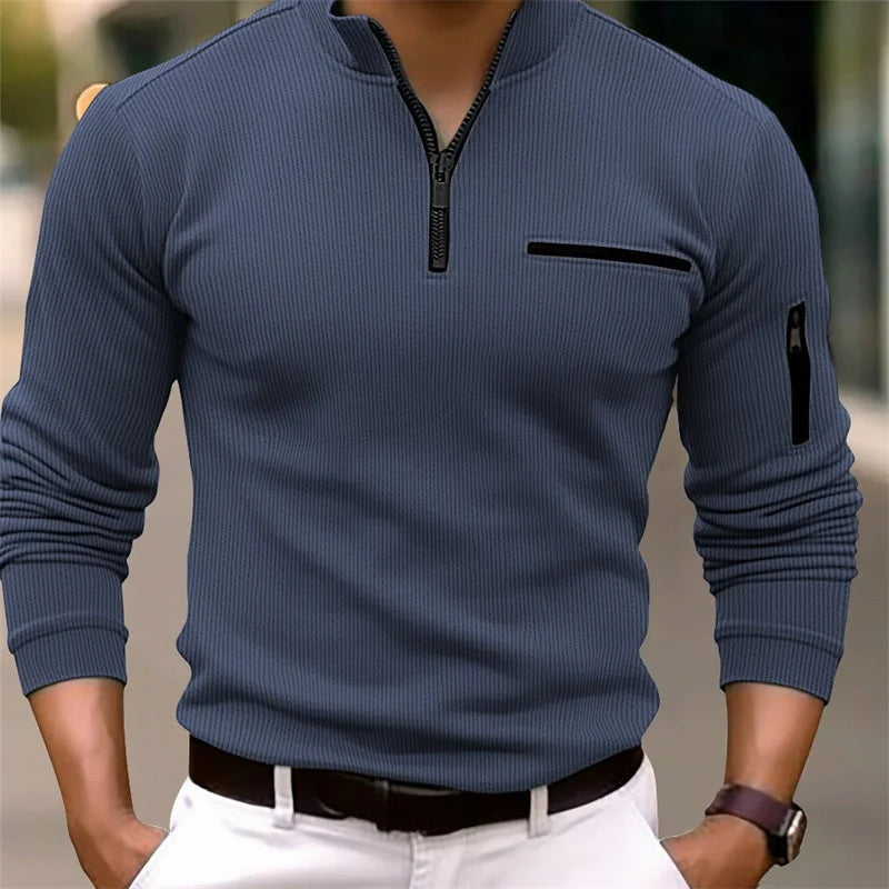 🧥 Men’s Casual Polo Top – Everyday Comfort, All-Season Style
