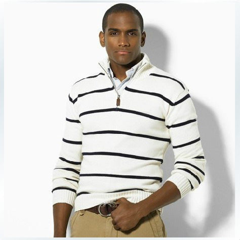 Men’s Slim Fit Striped Knit Sweater – Casual Long-Sleeve Pullover