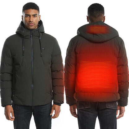 Men’s Heated Winter Jacket – USB Smart Electric Hooded Down Coat
