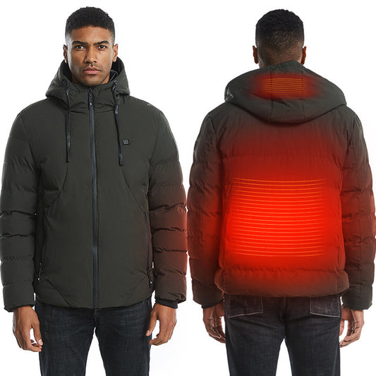 Men’s Heated Winter Jacket – USB Smart Electric Hooded Down Coat