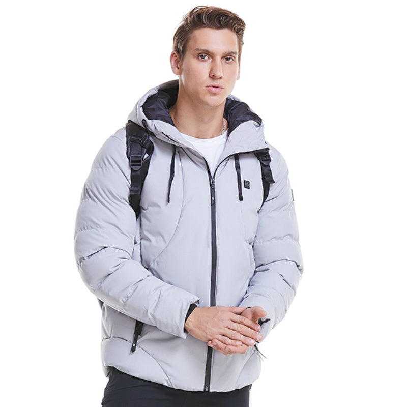 Men’s Heated Winter Jacket – USB Smart Electric Hooded Down Coat