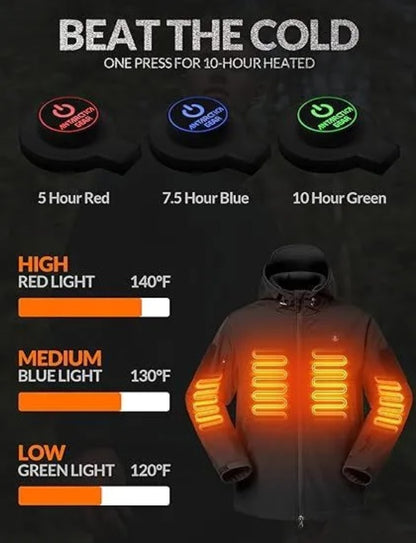 Heated Jacket for Men – Soft Shell USB Heated Winter Coat with Hood