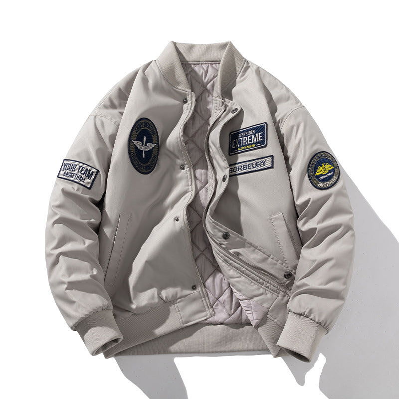 Casual Men Alphabet Embroidery Bomber Jacket Coat Men And Women Couple Thin Fit
