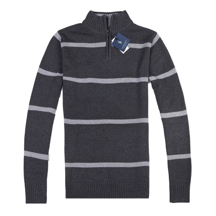 Men’s Slim Fit Striped Knit Sweater – Casual Long-Sleeve Pullover