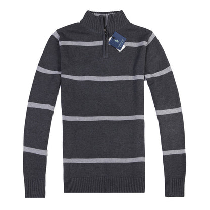 Men’s Slim Fit Striped Knit Sweater – Casual Long-Sleeve Pullover