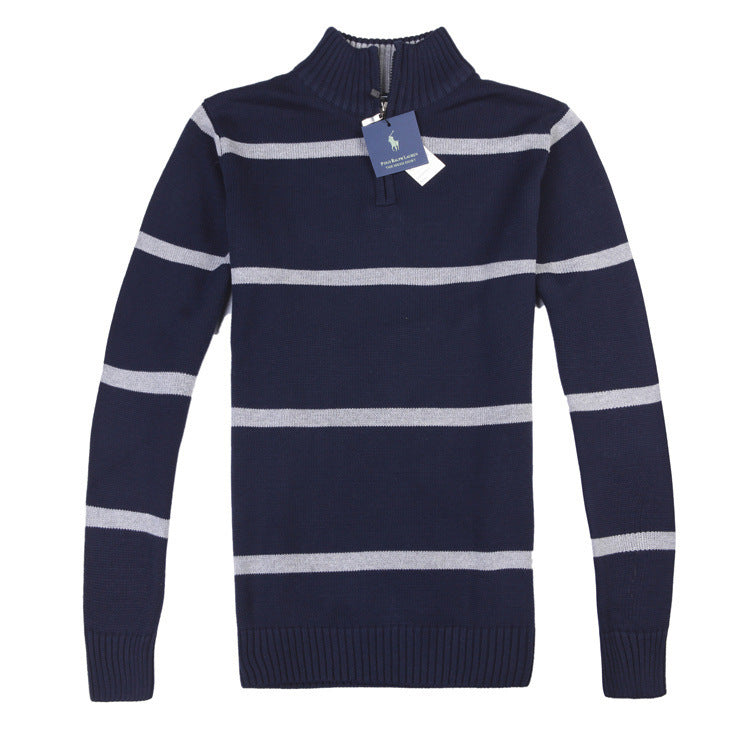 Men’s Slim Fit Striped Knit Sweater – Casual Long-Sleeve Pullover