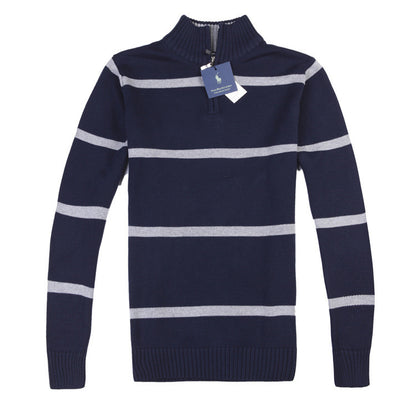 Men’s Slim Fit Striped Knit Sweater – Casual Long-Sleeve Pullover