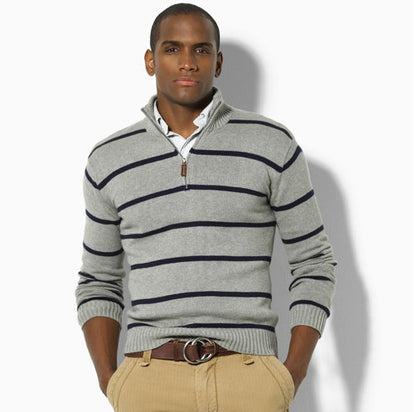 Men’s Slim Fit Striped Knit Sweater – Casual Long-Sleeve Pullover