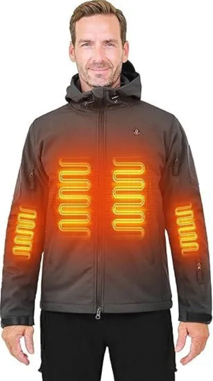 Heated Jacket for Men – Soft Shell USB Heated Winter Coat with Hood