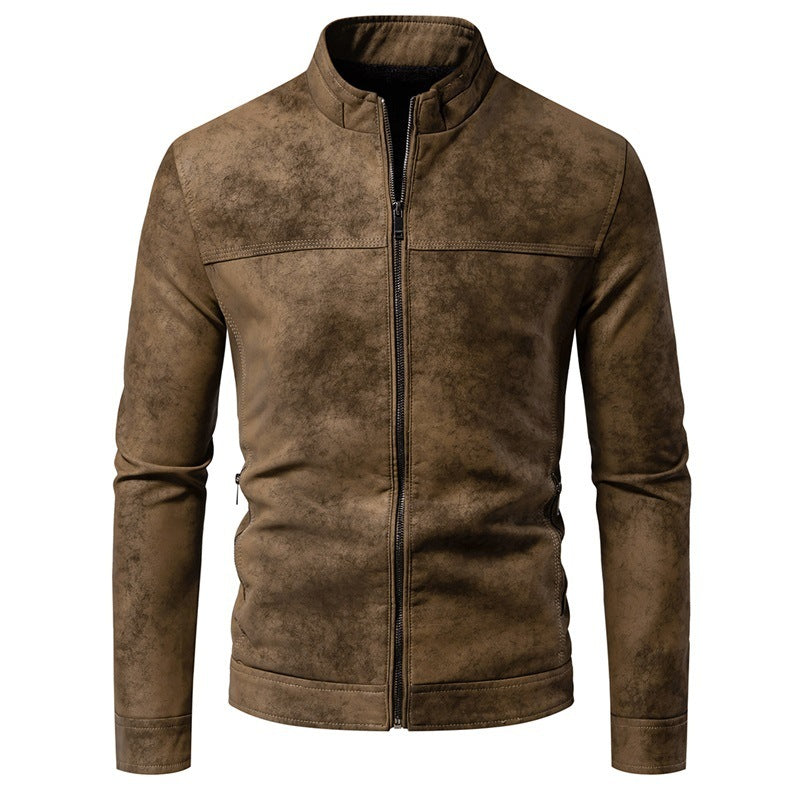 Men's American-style Retro Tie-dyed Leather Jacket