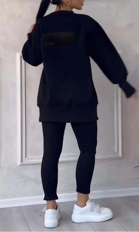 Women’s 2-Piece Lounge Set – Long Sleeve Top & Slim Fit Pants (Fall Casual Outfit)