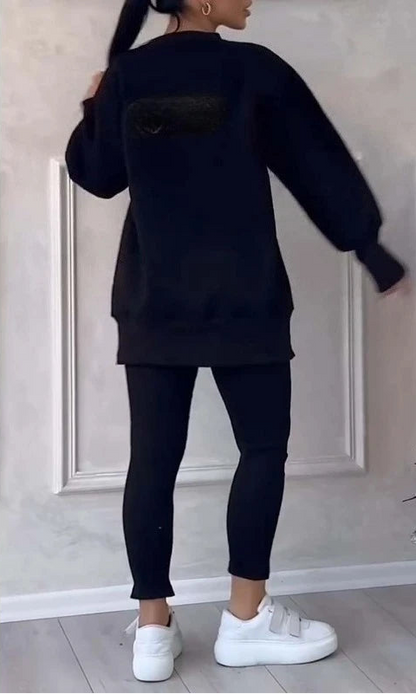 Women’s 2-Piece Lounge Set – Long Sleeve Top & Slim Fit Pants (Fall Casual Outfit)