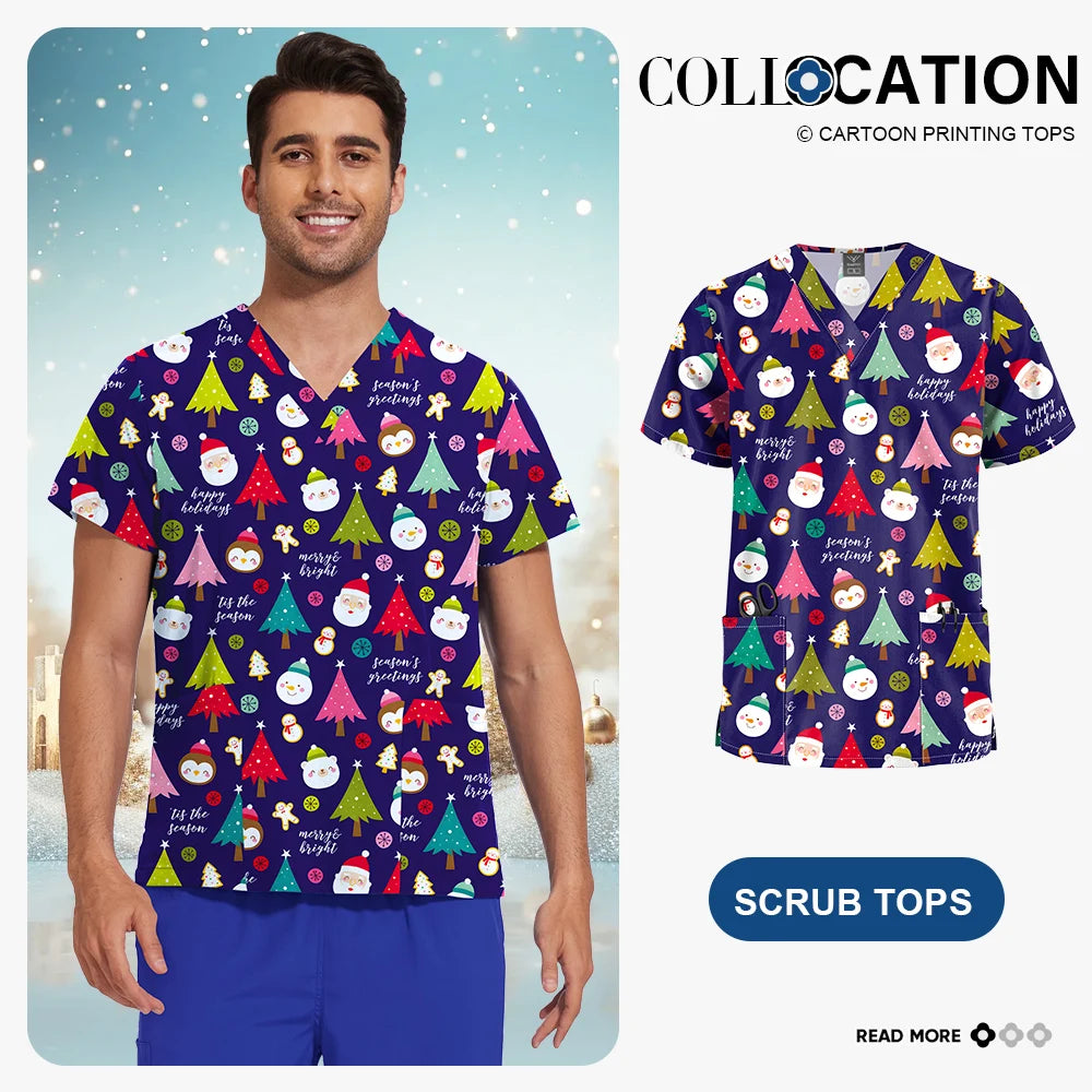 Unisex Printed Scrub Top – Soft, Breathable & Professional Workwear