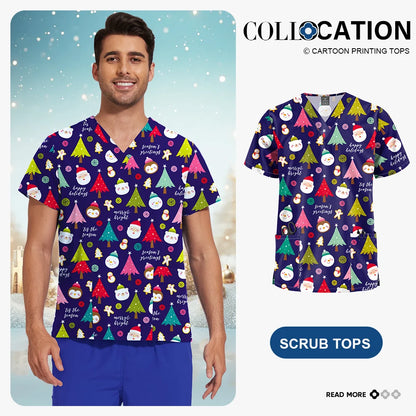 Unisex Printed Scrub Top – Soft, Breathable & Professional Workwear