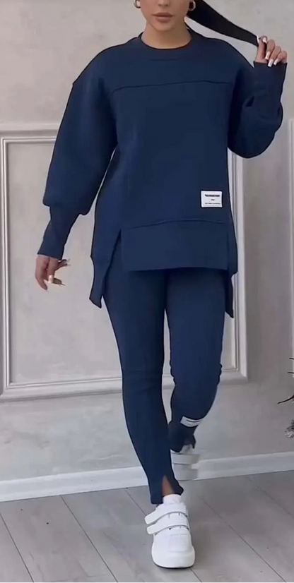 Women’s 2-Piece Lounge Set – Long Sleeve Top & Slim Fit Pants (Fall Casual Outfit)