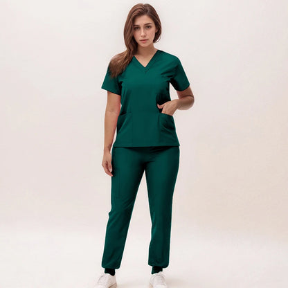 2025 Premium V-Neck Jogger Scrub Set – Professional 2-Piece Uniform for Nurses & Medical Staff