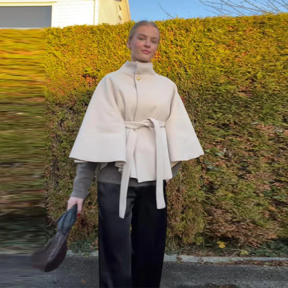 Women's Elegant Belted Shawl Coat