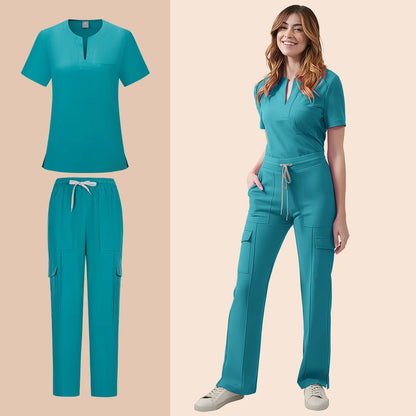 Women’s Medical Scrub Set – 2-Piece Top & Pants with Pockets for Nurses & Clinic Staff