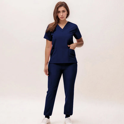 2025 Premium V-Neck Jogger Scrub Set – Professional 2-Piece Uniform for Nurses & Medical Staff