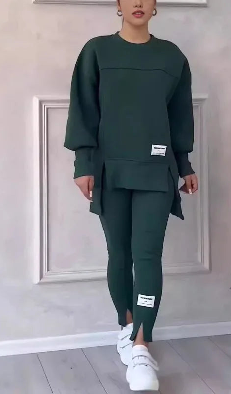 Women’s 2-Piece Lounge Set – Long Sleeve Top & Slim Fit Pants (Fall Casual Outfit)