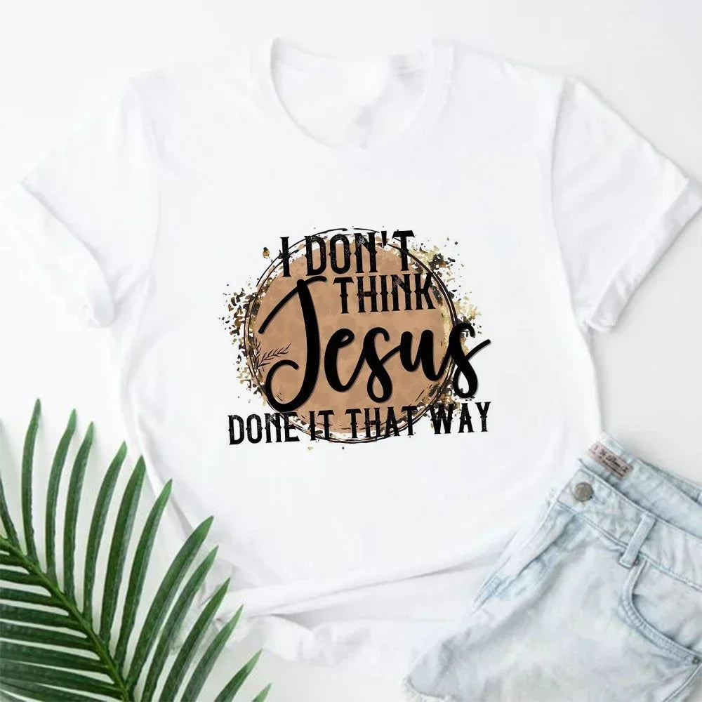 2023 Jesus Is King Letter Print Women T-shirt Christian Faith Hope Love Harajuku T Shirts Religion O-neck Tops Tees Streetwears