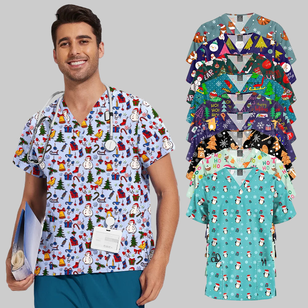 Unisex Printed Scrub Top – Soft, Breathable & Professional Workwear
