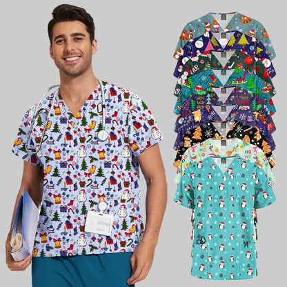 Unisex Printed Scrub Top – Soft, Breathable & Professional Workwear