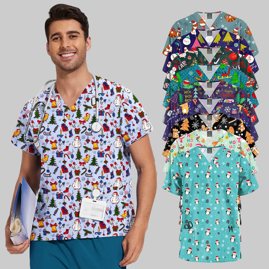 Unisex Printed Scrub Top – Soft, Breathable & Professional Workwear