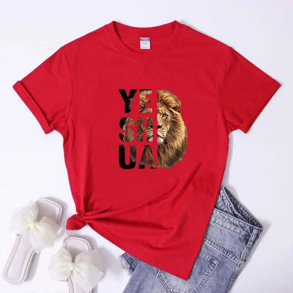 Lion Yeshua Cotton Print Tee Apparel Casual Unisex Christian Faith T Shirt Lion Of Judah Top Dropshipping