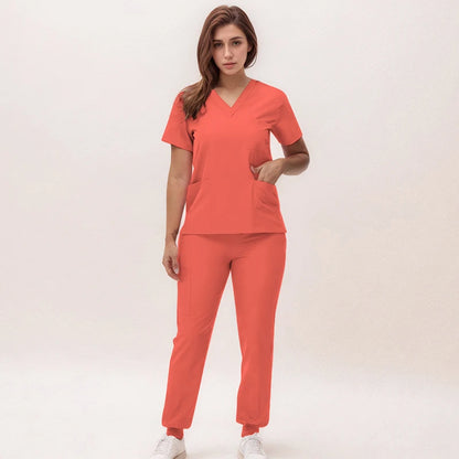 2025 Premium V-Neck Jogger Scrub Set – Professional 2-Piece Uniform for Nurses & Medical Staff