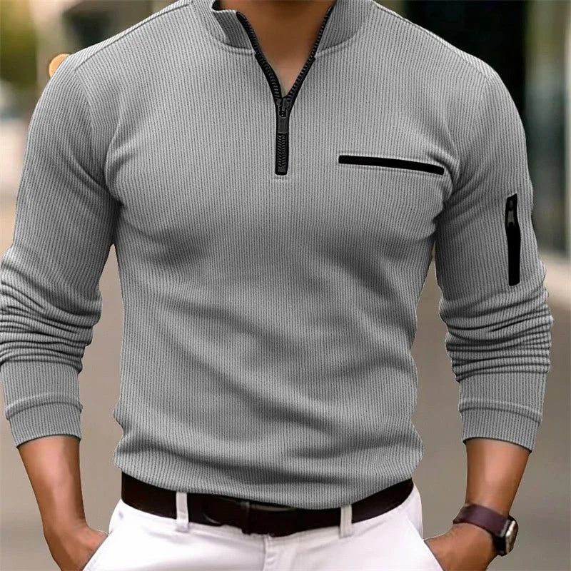 🧥 Men’s Casual Polo Top – Everyday Comfort, All-Season Style
