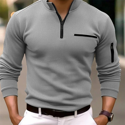 🧥 Men’s Casual Polo Top – Everyday Comfort, All-Season Style