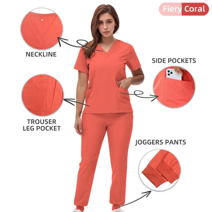 2025 Premium V-Neck Jogger Scrub Set – Professional 2-Piece Uniform for Nurses & Medical Staff