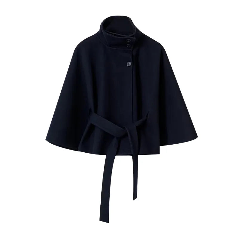 Women's Elegant Belted Shawl Coat