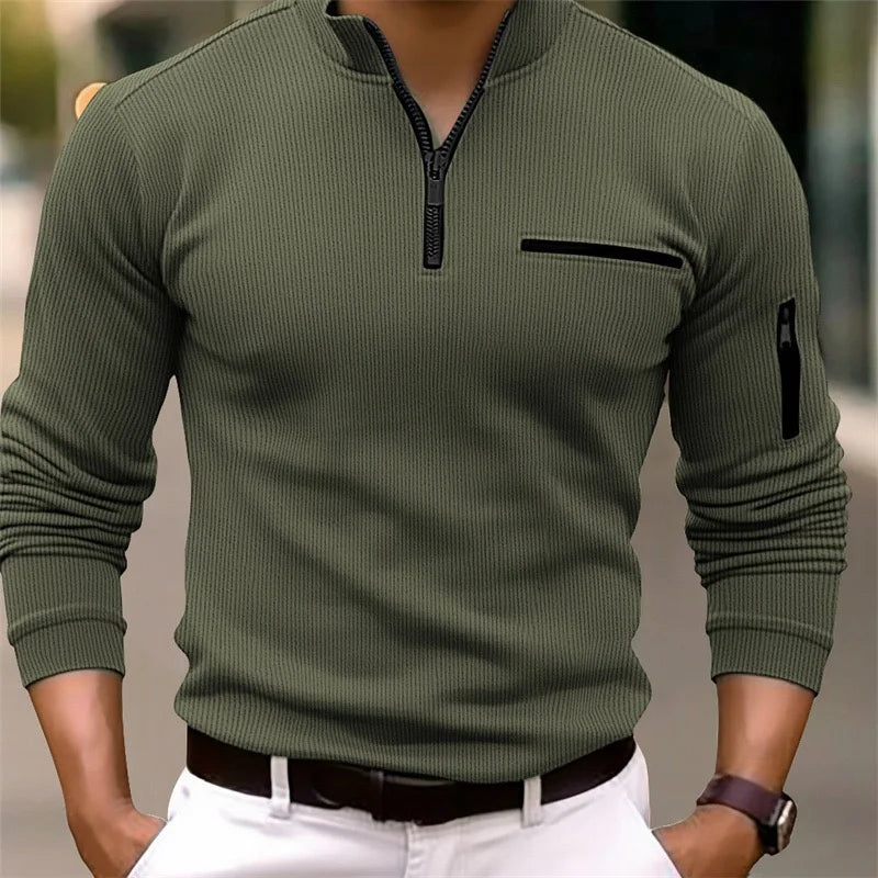 🧥 Men’s Casual Polo Top – Everyday Comfort, All-Season Style