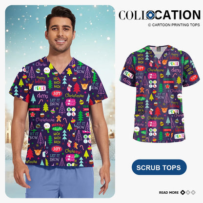 Unisex Printed Scrub Top – Soft, Breathable & Professional Workwear