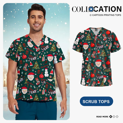 Unisex Printed Scrub Top – Soft, Breathable & Professional Workwear