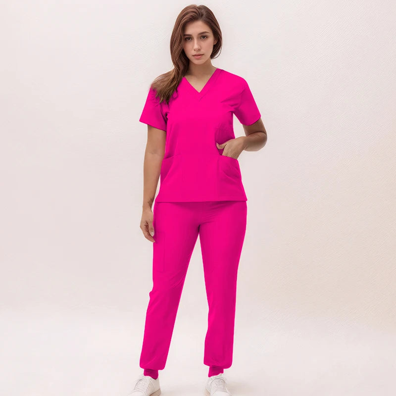 2025 Premium V-Neck Jogger Scrub Set – Professional 2-Piece Uniform for Nurses & Medical Staff