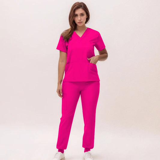 2025 Premium V-Neck Jogger Scrub Set – Professional 2-Piece Uniform for Nurses & Medical Staff