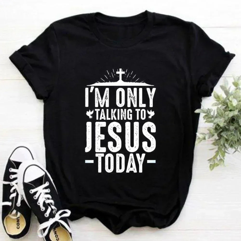 2023 Jesus Is King Letter Print Women T-shirt Christian Faith Hope Love Harajuku T Shirts Religion O-neck Tops Tees Streetwears