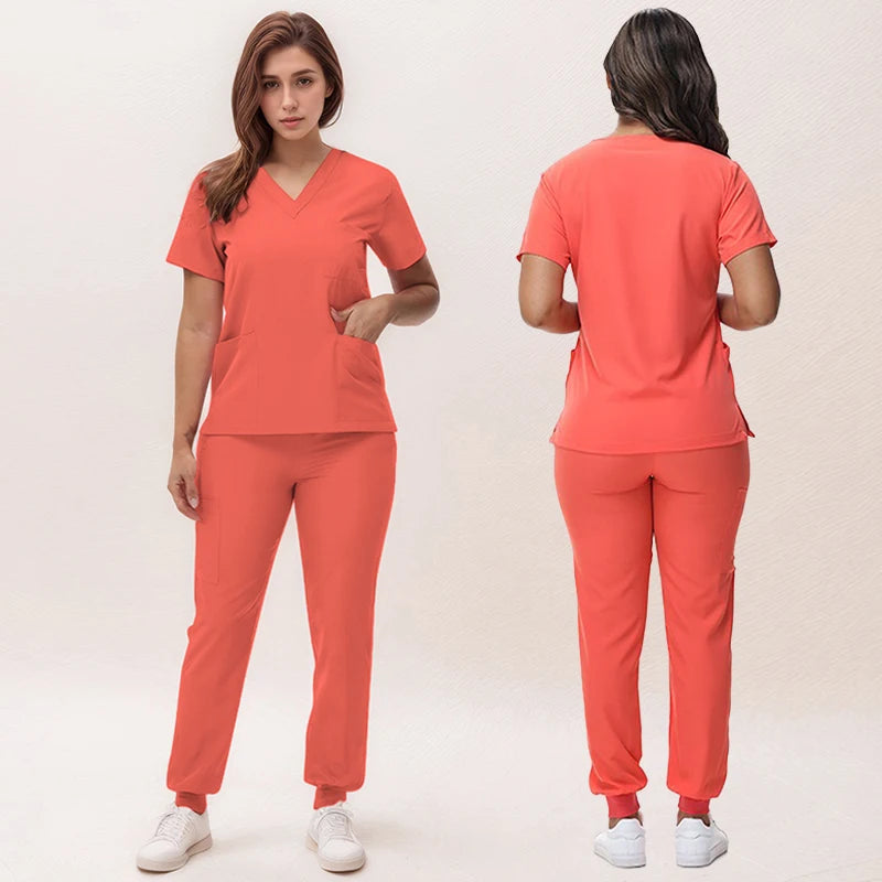 2025 Premium V-Neck Jogger Scrub Set – Professional 2-Piece Uniform for Nurses & Medical Staff