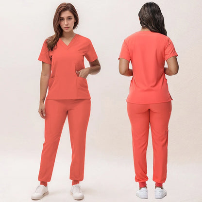 2025 Premium V-Neck Jogger Scrub Set – Professional 2-Piece Uniform for Nurses & Medical Staff