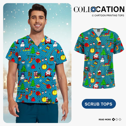 Unisex Printed Scrub Top – Soft, Breathable & Professional Workwear