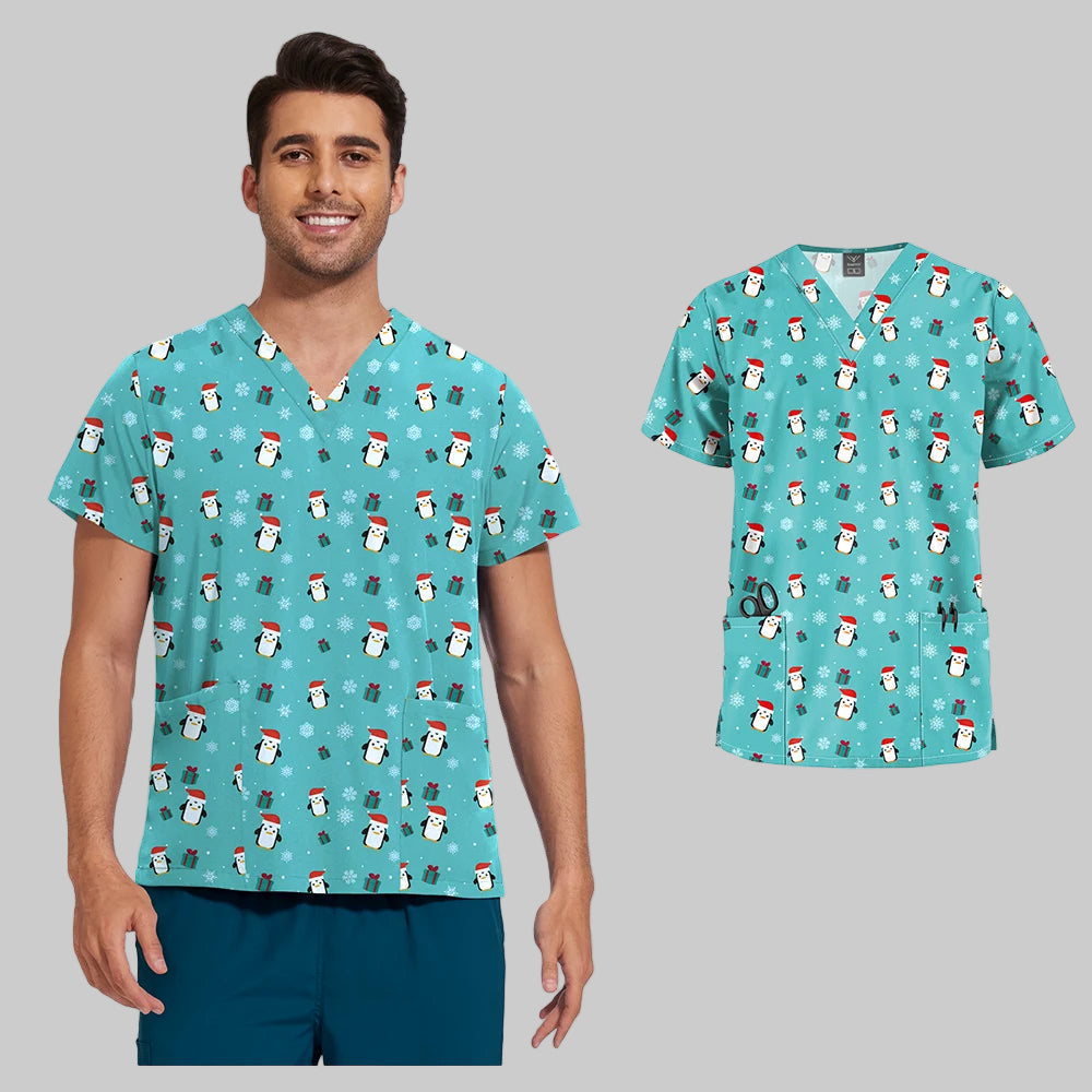 Unisex Printed Scrub Top – Soft, Breathable & Professional Workwear