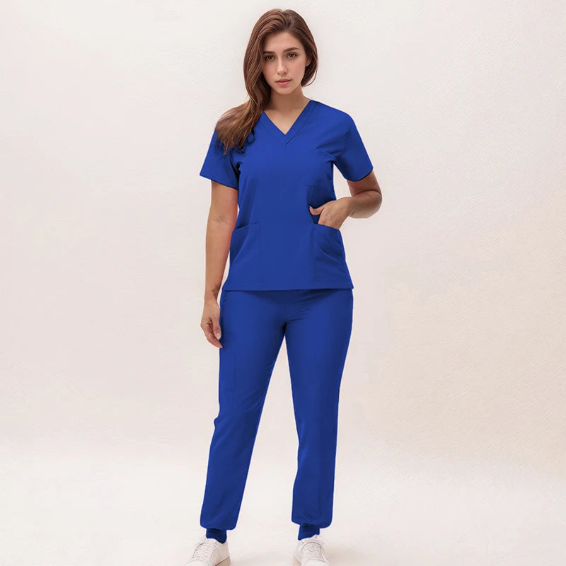 2025 Premium V-Neck Jogger Scrub Set – Professional 2-Piece Uniform for Nurses & Medical Staff