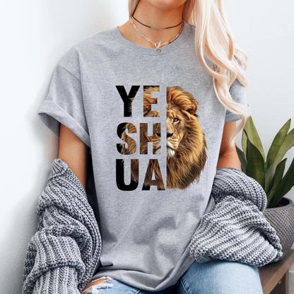 Lion Yeshua Cotton Print Tee Apparel Casual Unisex Christian Faith T Shirt Lion Of Judah Top Dropshipping