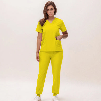 2025 Premium V-Neck Jogger Scrub Set – Professional 2-Piece Uniform for Nurses & Medical Staff