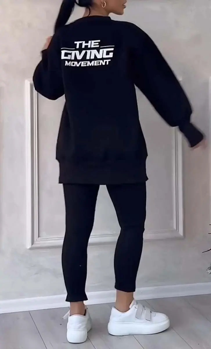 Women’s 2-Piece Lounge Set – Long Sleeve Top & Slim Fit Pants (Fall Casual Outfit)