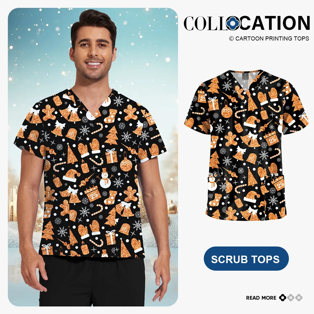 Unisex Printed Scrub Top – Soft, Breathable & Professional Workwear